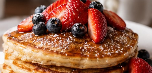 Pancakes con fresas y arándanos
